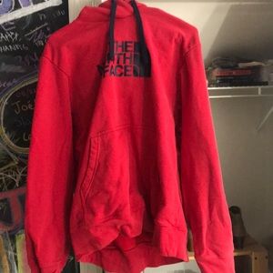 Red north face hoodie